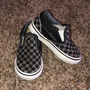 Toddler Unisex Black & Gray Checked Slip-On Shoes